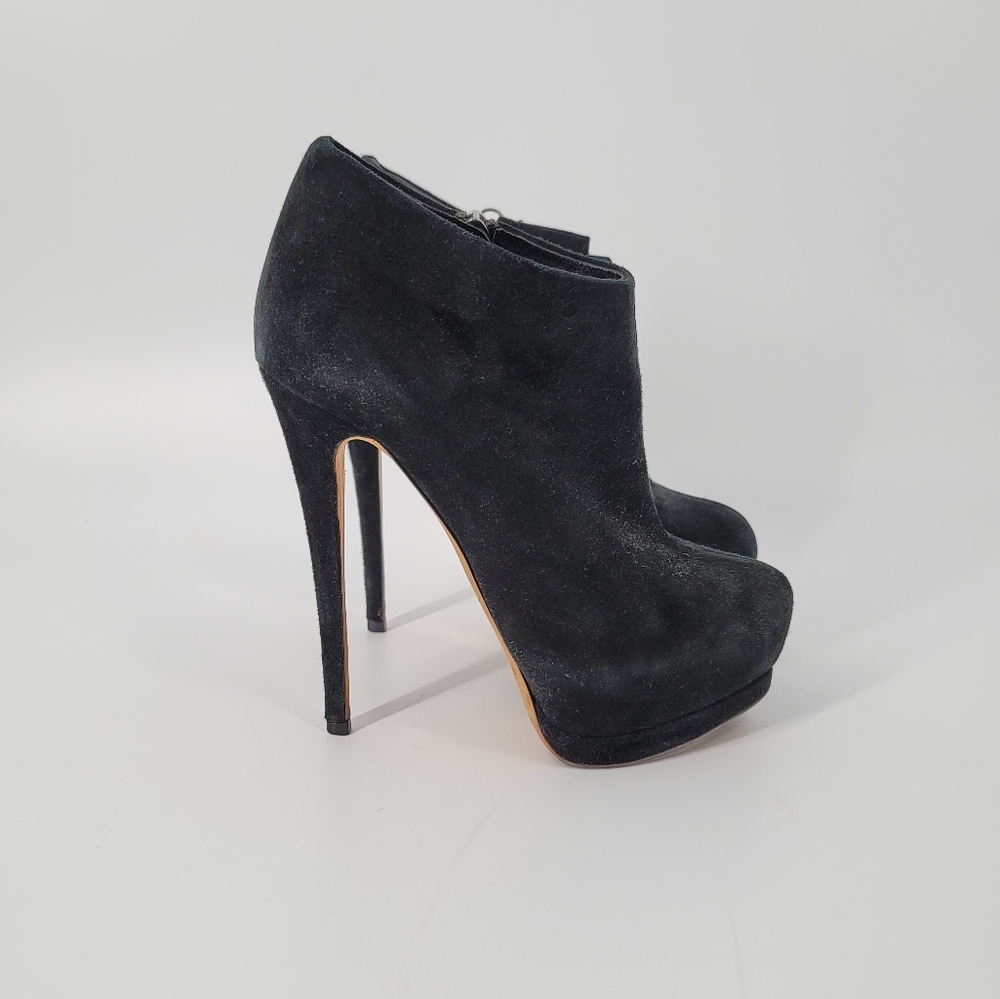 Giuseppe Zanotti Black Suede High Heel Ankle Booties Size 35.5 Made in Italy